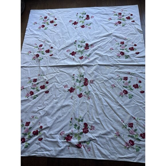 Vintage Duchess Rose Wilendur Vintage Tablecloth 54x66 Long Rectangle Cottage - Picture 13 of 14
